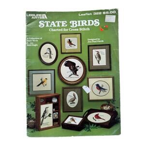 Vintage State Birds Cross Stitch Design Leaflet 1984 Bald Eagle Bluebird Loon